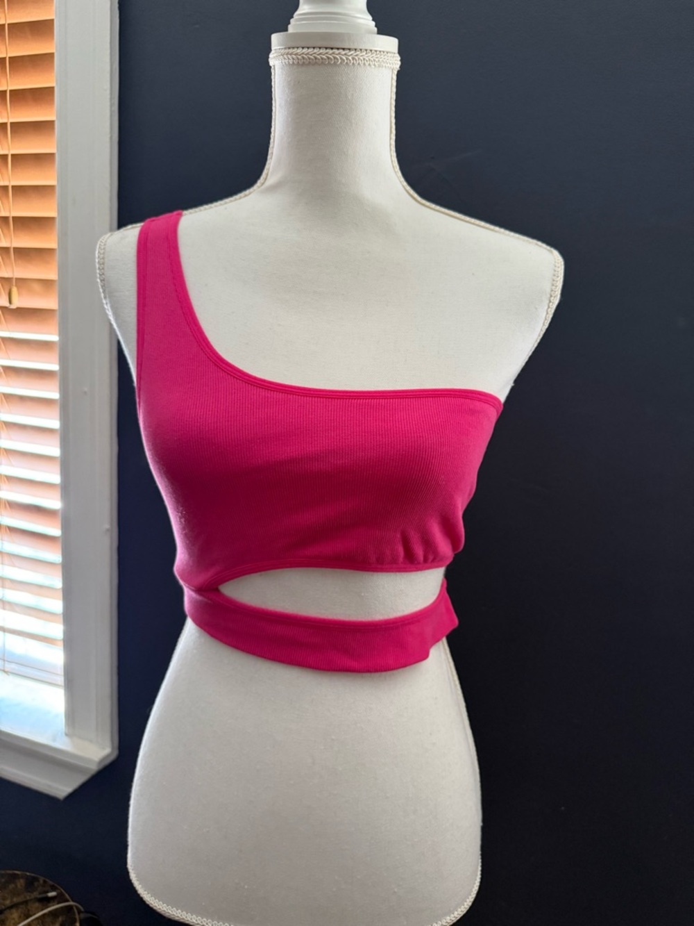 Garage Hot Pink One-Shoulder Cutout Crop Top